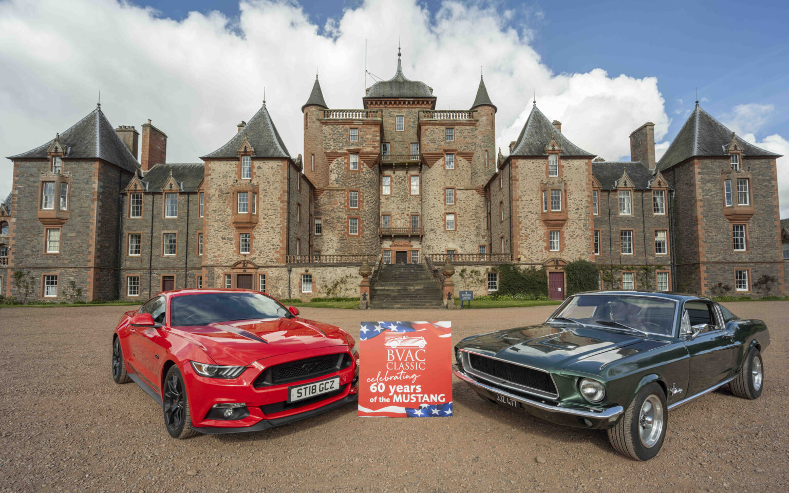 Classic cars in front of Thirlestane Castle
