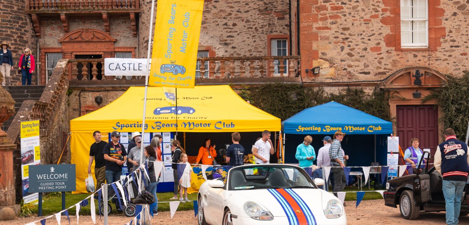 Exhibitor gazebos in front of Thirlestane Castle